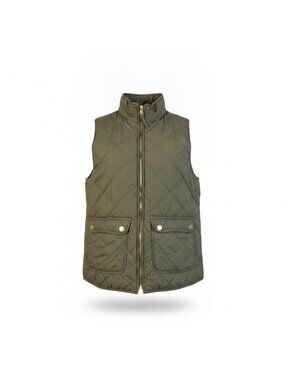 Blue Rain Mens Olive Quilted Vest With Gold Accents Pockets & Zipper Sz M